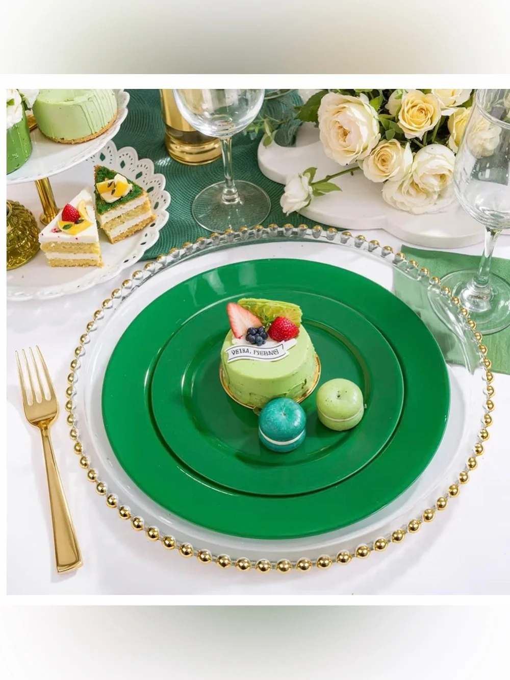 60PCS Green Plates & St. Patrick's Day Plates-Heavy Duty Dark Green For Party
